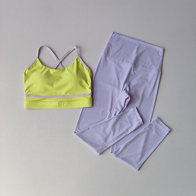 Νέο Σετ ρούχων γιόγκα Γυναικείο μοντέρνο κοστούμι γυμναστικής 2 τμχ Σετ Γιόγκα κολάν για τρέξιμο Αθλητικά σουτιέν Σορτς αθλητικά ρούχα Κοστούμι