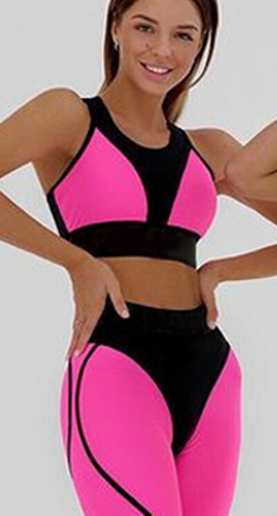 Γυναικείο Σετ Γιόγκα Γυναικείο κοστούμι Γυναικείο Crop Top Σουτιέν Κολάν Παντελόνι Σετ 2 τεμ.