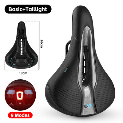 WEST BIKING Gel Άνετη σέλα ποδηλάτου Μαλακό σοκ μπάλα σφράγισης ελατηρίου Σέλα διπλού αμορτισέρ MTB κάθισμα με πίσω φως LED