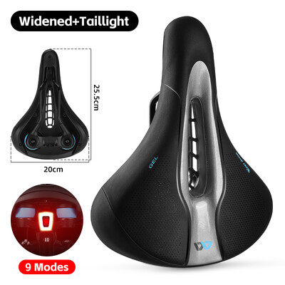 WEST BIKING Gel Άνετη σέλα ποδηλάτου Μαλακό σοκ μπάλα σφράγισης ελατηρίου Σέλα διπλού αμορτισέρ MTB κάθισμα με πίσω φως LED