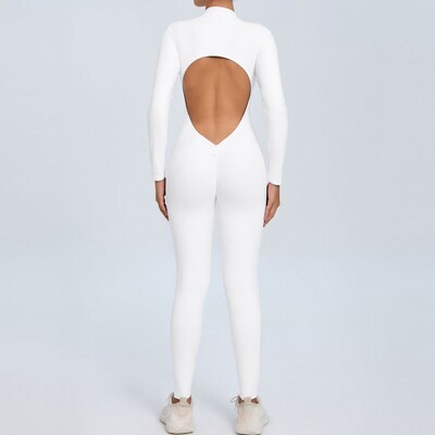 Ολόσωμη αθλητική φόρμα γιόγκα με μακρυμάνικο φερμουάρ Bodycon Γυναικεία στολή γυμναστική στολή γυμναστικής Γυναικεία αθλητικά ρούχα