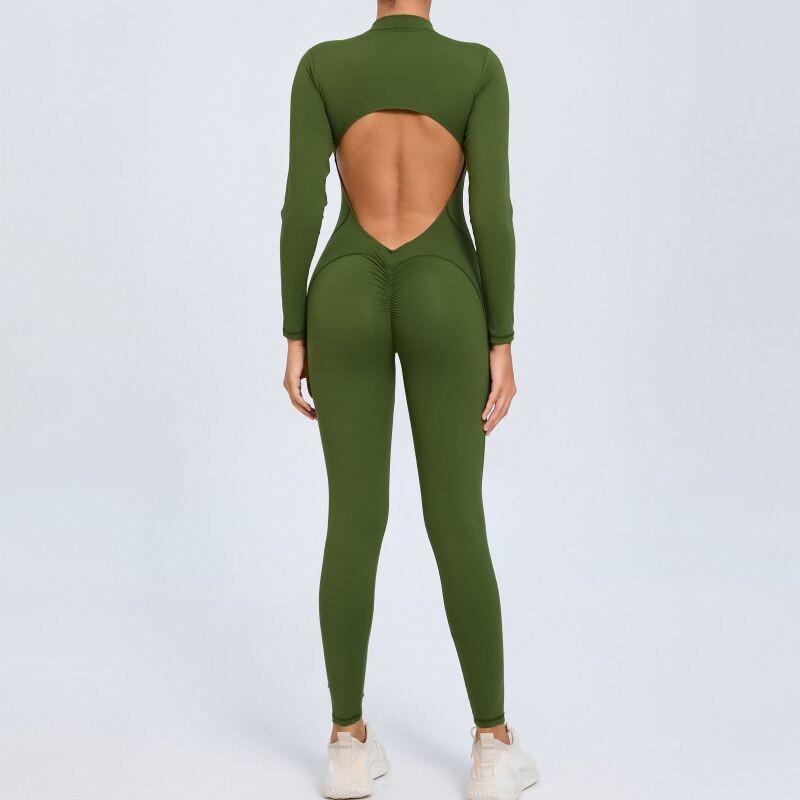 Ολόσωμη αθλητική φόρμα γιόγκα με μακρυμάνικο φερμουάρ Bodycon Γυναικεία στολή γυμναστική στολή γυμναστικής Γυναικεία αθλητικά ρούχα