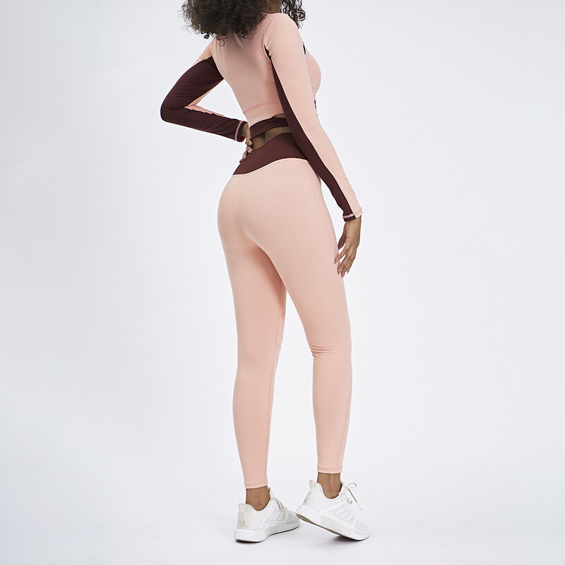 Push Up Leggings+T πουκάμισο Γυναικεία Yoga Σετ δύο τεμαχίων Fitness Gym μακρυμάνικο Crop Top Αθλητικά ρούχα ψηλόμεση αθλητική φόρμα