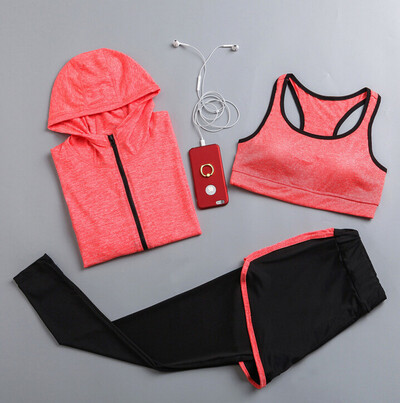 Καυτές εκπτώσεις γυναικεία σετ γιόγκα γρήγορου στεγνώματος σακάκι γιόγκα+μπλουζάκι+σουτιέν+σορτς+παντελόνι γυμναστήριο ρούχα γυμναστικής γυναικεία αθλητικά απαλά σετ για τρέξιμο