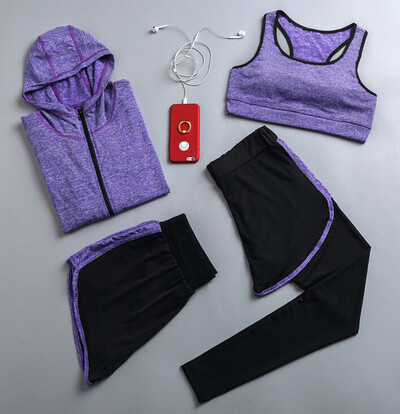 Καυτές εκπτώσεις γυναικεία σετ γιόγκα γρήγορου στεγνώματος σακάκι γιόγκα+μπλουζάκι+σουτιέν+σορτς+παντελόνι γυμναστήριο ρούχα γυμναστικής γυναικεία αθλητικά απαλά σετ για τρέξιμο