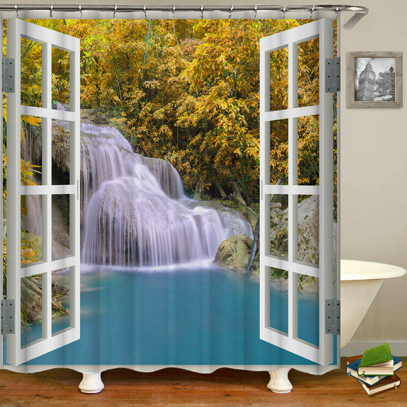 Prekogranična europska pastoralna vrtna ulična zgrada 3D ispis Poliesterska zavjesa za tuširanje Vodootporna i otporna na plijesan Pregradna zavjesa za kupaonicu