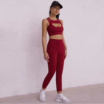 Καλοκαιρινό γυναικείο κοστούμι προπόνησης Γρήγορη στέγνωμα Ενεργό ένδυμα Αντικραδασμικό αθλητικό σουτιέν γυμναστικής Σετ γιόγκα