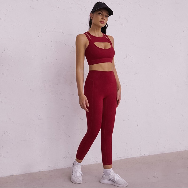 Καλοκαιρινό γυναικείο κοστούμι προπόνησης Γρήγορη στέγνωμα Ενεργό ένδυμα Αντικραδασμικό αθλητικό σουτιέν γυμναστικής Σετ γιόγκα