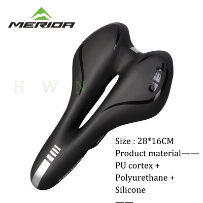 Γνήσια MERIDA Breathable Bike Saddle Thickened PU Leather Sponge Silicone Mountain Bike Seath Seat Pocycle