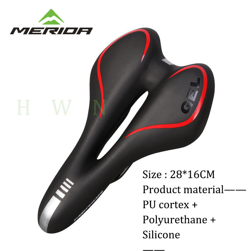Γνήσια MERIDA Breathable Bike Saddle Thickened PU Leather Sponge Silicone Mountain Bike Seath Seat Pocycle