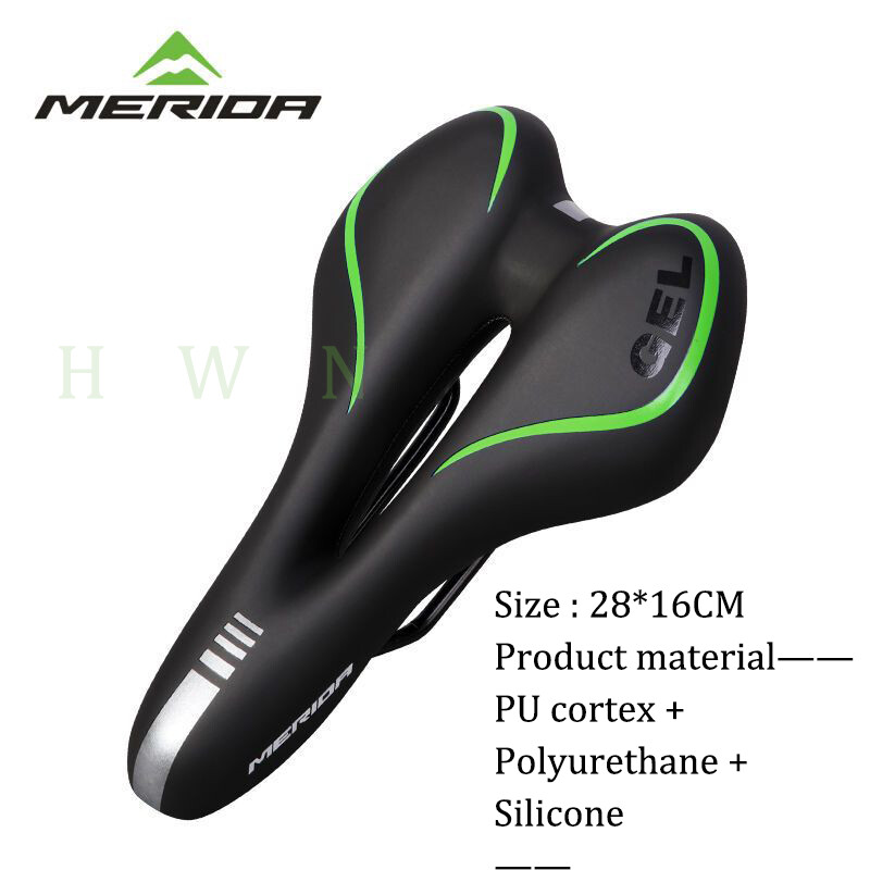 Γνήσια MERIDA Breathable Bike Saddle Thickened PU Leather Sponge Silicone Mountain Bike Seath Seat Pocycle