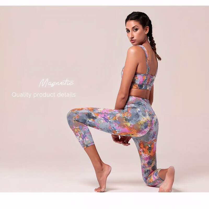 Γυναικείο κοστούμι γιόγκα γυμναστικής 2 τμχ Αθλητικό σετ γυμναστικής αναπνεύσιμο μπλουζάκι σουτιέν Φαρδύ κολάν με παντελόνι καμπάνα