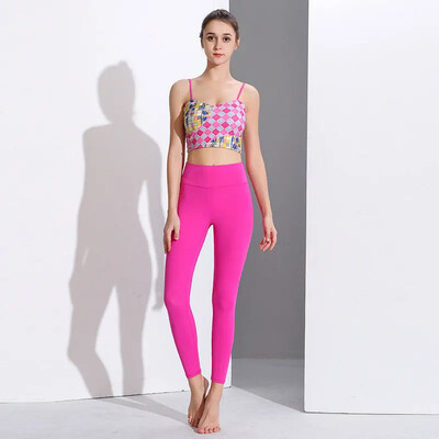 Ρούχα γιόγκα 2 τεμαχίων Γυναικεία φόρμα αθλητικής φόρμας Pilates Στολή γυμναστικής γυμναστικής Push Up Ρούχα Αθλητικό σουτιέν Κολάν κοστούμι