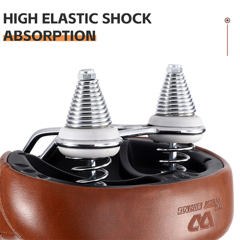 WEST BIKING MTB σέλα ελατηρίου Ηλεκτρικό ποδήλατο Ευρύ άνετο δερμάτινο κάθισμα ποδηλάτου ρετρό καφέ σέλα Μαλακή σέλα που απορροφά τους κραδασμούς