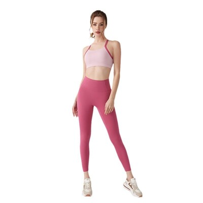 Γυναικεία χρωματικά σετ γιόγκα αντίθεσης Σουτιέν με σταθερά μαξιλαράκια και ανυψωτικό κολάν γοφού Φόρμες γυμναστικής Ρούχα γυμναστικής