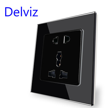 Delviz Tempered Glass Socket, Tempered glass panel, AC 110V-250V, No logo, UK Standard Outlet, 13A Power Universal Wall Socket