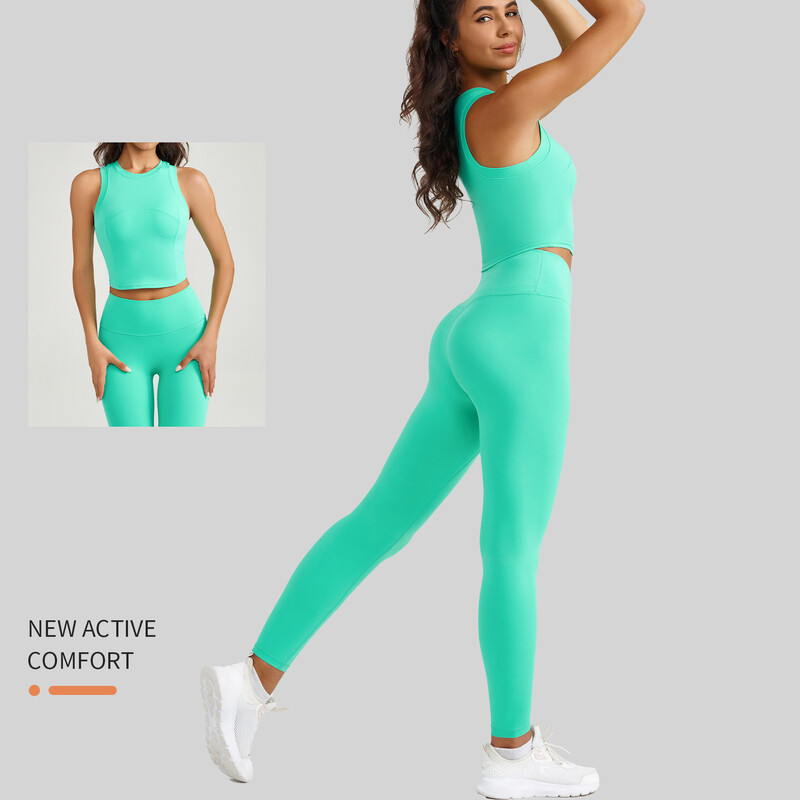 Kompleti za jogu za pilate Dvodijelna odijela za fitness Otporne na udarce kratke majice i tajice za podizanje bokova Sportske trenirke Mekana rastezljiva odjeća za aktivan rad