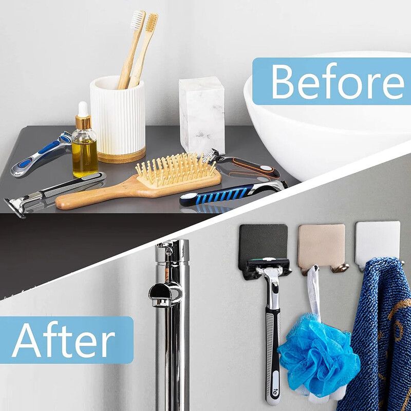 2 vnt Punch Nemokama skutimosi skutimosi laikiklis Vyriškas skutimosi skustuvas Laikymas kabliukas Sieninė lentyna skutimosi stovas Vonios lentynos Vonios kambario priedai