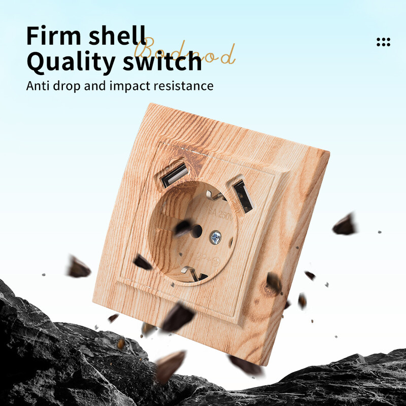 WESA boja u spreju za drvo Dvostruka USB utičnica za struju 2.1A Utičnica za uzemljenje EU standarda Zidna utičnica Plastika otporna na vatru