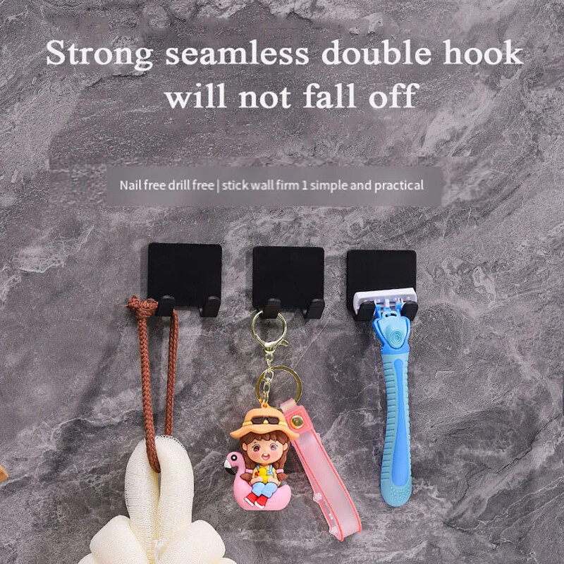 2/4 vnt Lipnus skustuvo laikiklis juodas plastikinis sieninis kabliukas vonios dušui Gillette