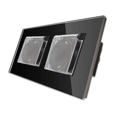 Bingoelec Zidna utičnica 16A Dvostruka vodootporna utičnica Električna bijela kristalna ploča Električne utičnice 110V - 250V EU standard