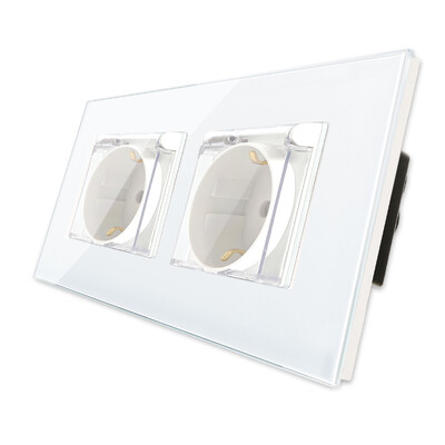 Bingoelec Zidna utičnica 16A Dvostruka vodootporna utičnica Električna bijela kristalna ploča Električne utičnice 110V - 250V EU standard