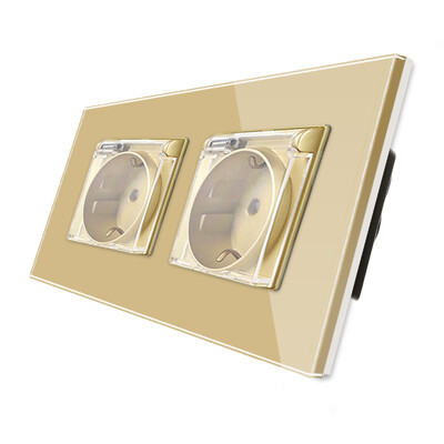 Bingoelec Zidna utičnica 16A Dvostruka vodootporna utičnica Električna bijela kristalna ploča Električne utičnice 110V - 250V EU standard