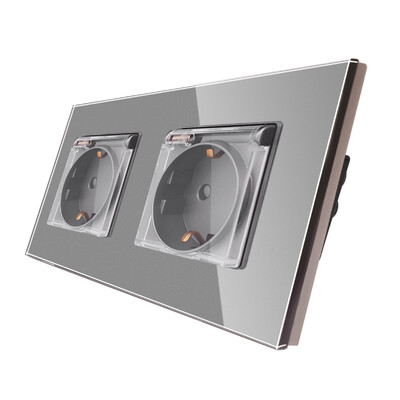 Bingoelec Zidna utičnica 16A Dvostruka vodootporna utičnica Električna bijela kristalna ploča Električne utičnice 110V - 250V EU standard