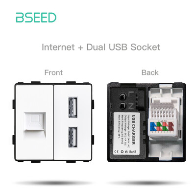 BSEED mat plastični okvir EU zidni utikač RJ45 TV ST HDMI CAT5/6 USB utičnice Mehanički prekidač Funkcijski dijelovi DIY besplatna kombinacija