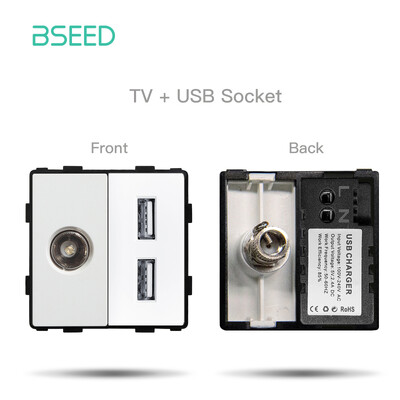 BSEED mat plastični okvir EU zidni utikač RJ45 TV ST HDMI CAT5/6 USB utičnice Mehanički prekidač Funkcijski dijelovi DIY besplatna kombinacija