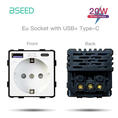 BSEED mat plastični okvir EU zidni utikač RJ45 TV ST HDMI CAT5/6 USB utičnice Mehanički prekidač Funkcijski dijelovi DIY besplatna kombinacija
