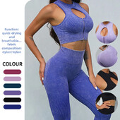 Bešavno odijelo za jogu Novi prekogranični stil Fitness Sportski grudnjak s matiranom pozadinom Ženske hlače za trčanje visokog struka