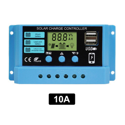 Controler de încărcare solar PWM 12V 14V 10A/20A/30A Controler solar Panou solar Regulator baterie Afișaj LCD Ieșire dublă USB 5V