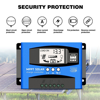 MPPT Solar Charge Controller 100A 12v/24v Current Auto Focus Charging Display Ρυθμιστής φορτιστή πλακέτας μπαταριών αυτοκινήτου με φορτίο