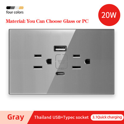 Herepow Thailand American Standard Dvostruka USB zidna utičnica Type-c 3.1A brzo punjenje Patch Board adapter za pametne kućanske uređaje
