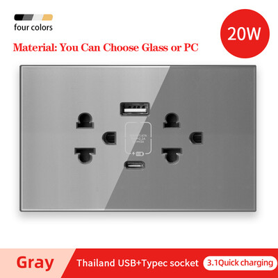 Herepow Thailand American Standard Dvostruka USB zidna utičnica Type-c 3.1A brzo punjenje Patch Board adapter za pametne kućanske uređaje