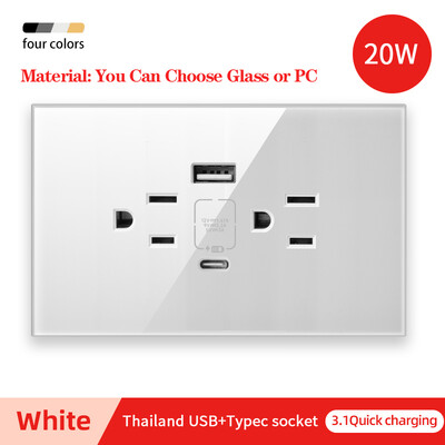 Herepow Thailand American Standard Dvostruka USB zidna utičnica Type-c 3.1A brzo punjenje Patch Board adapter za pametne kućanske uređaje