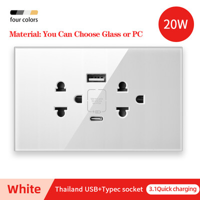 Herepow Thailand American Standard Dvostruka USB zidna utičnica Type-c 3.1A brzo punjenje Patch Board adapter za pametne kućanske uređaje