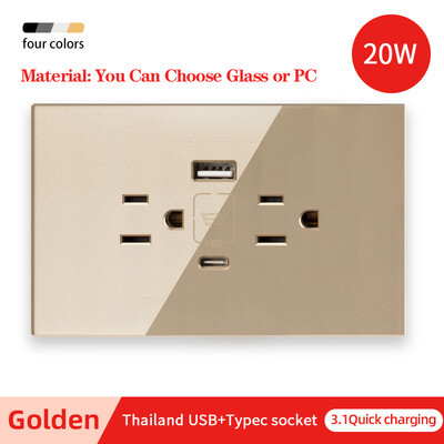 Herepow Thailand American Standard Dvostruka USB zidna utičnica Type-c 3.1A brzo punjenje Patch Board adapter za pametne kućanske uređaje
