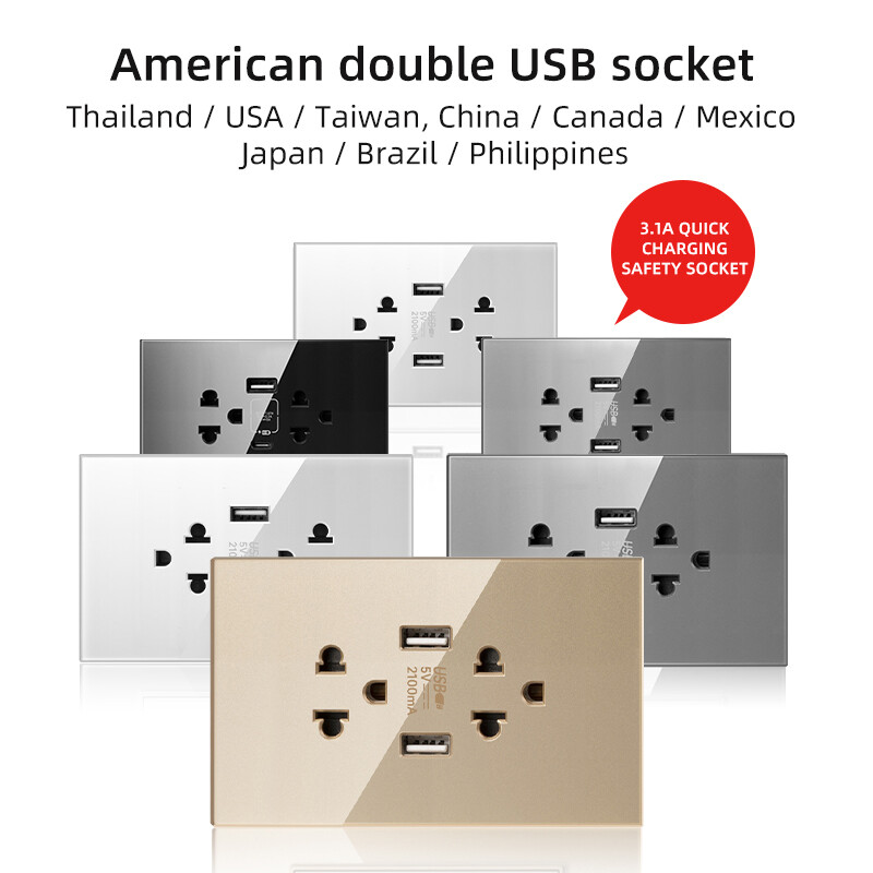 Herepow Thailand American Standard Dvostruka USB zidna utičnica Type-c 3.1A brzo punjenje Patch Board adapter za pametne kućanske uređaje