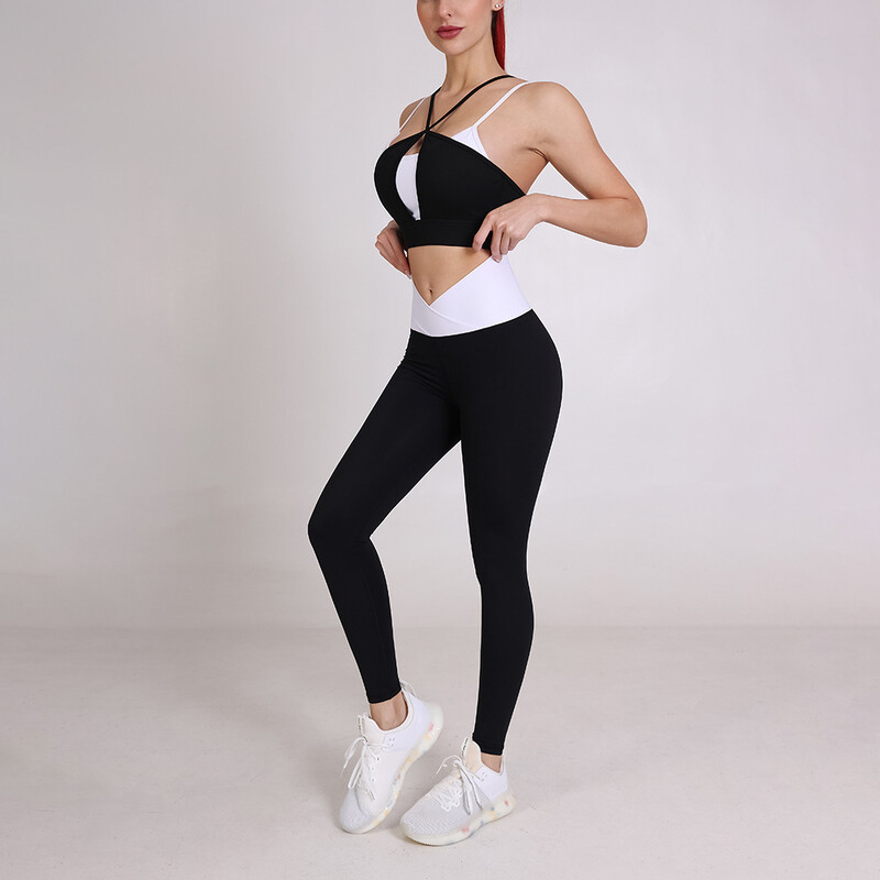 Push up tajice+seksi grudnjak Ženski joga dvodijelni set Patchwork Workout Trenirka za trčanje Odjeća s visokim strukom Chandals Mujer