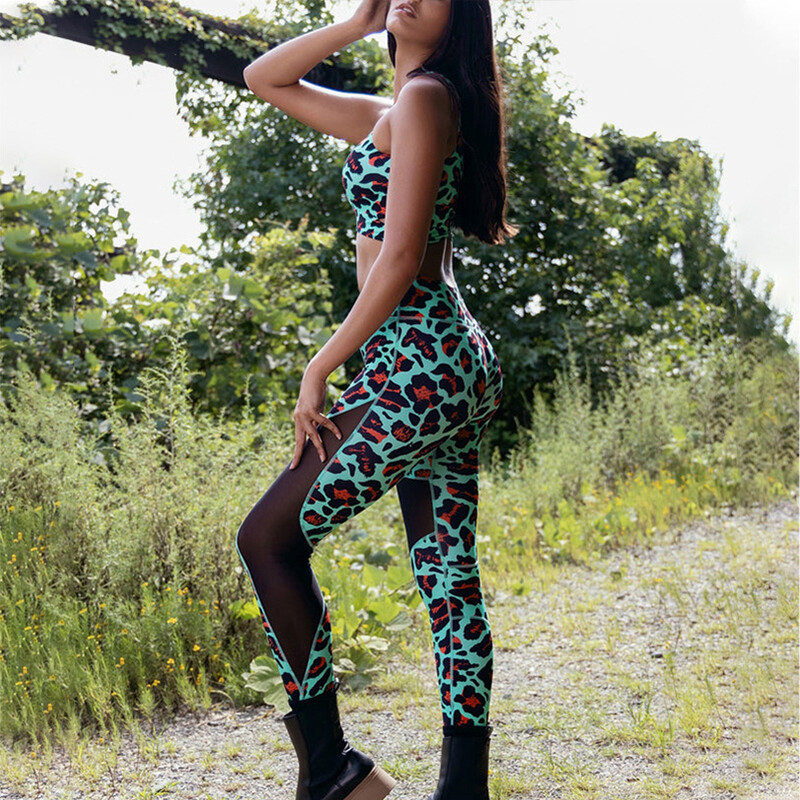 Novi europski i američki setovi za jogu s leopard uzorkom Ženska seksi sportska majica bez rukava Brzo sušeća odjeća za fitness