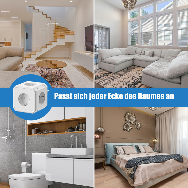 EU utikač Power Strip Cube s 5 AC utičnica Adapter s više utičnica 250 V 16 A 4000 W Električna utičnica za kućni ured ili putovanja