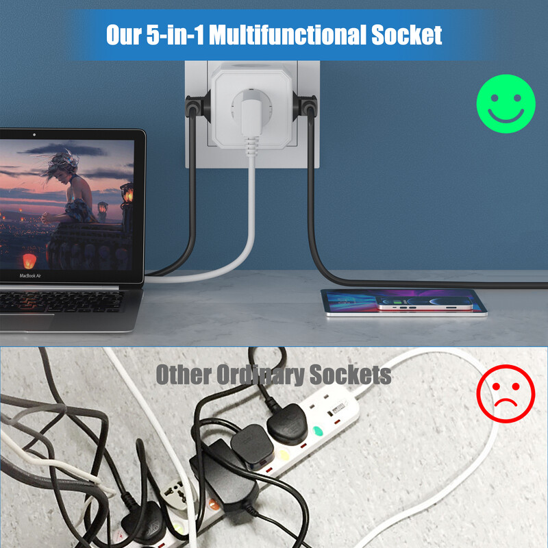 EU utikač Power Strip Cube s 5 AC utičnica Adapter s više utičnica 250 V 16 A 4000 W Električna utičnica za kućni ured ili putovanja