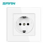 SRAN EU RU Zidna električna utičnica 16A 220V 82*82mm Utičnica od kaljenog stakla Kućna oprema bijela/crna