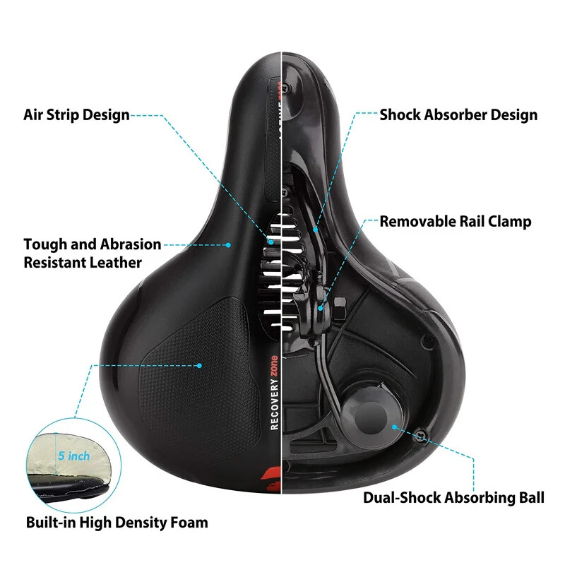 Sjedalo bicikla, udoban i prozračan jastuk za sjedalo bicikla, vodootporan s dvostrukim amortiziranjem za MTB brdski cestovni bicikl