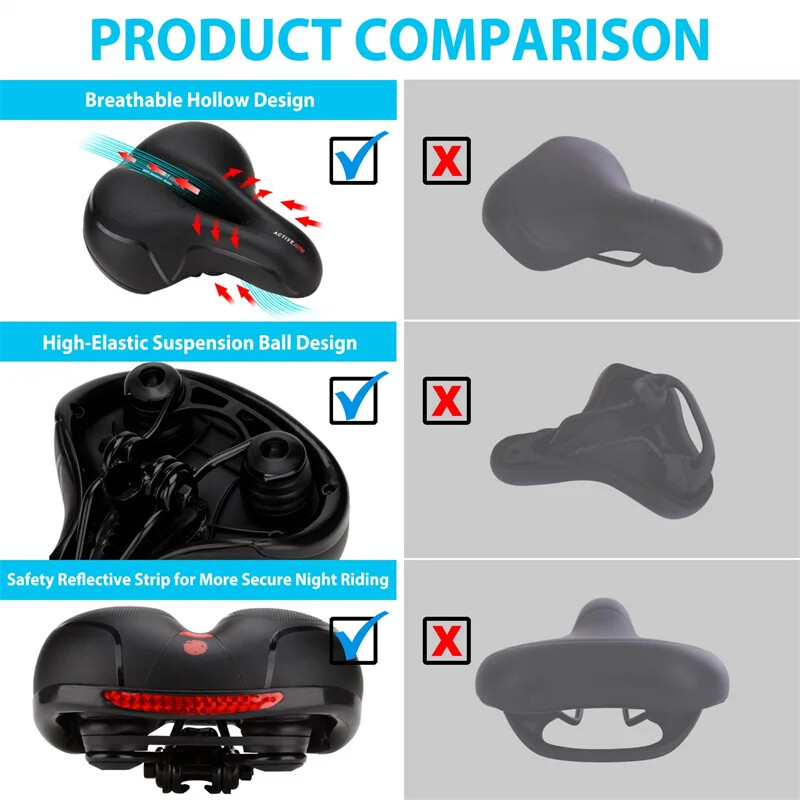 Sjedalo bicikla, udoban i prozračan jastuk za sjedalo bicikla, vodootporan s dvostrukim amortiziranjem za MTB brdski cestovni bicikl