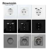 Zidne EU utičnice, utičnica za brzo punjenje tipa C, plastična/staklena ploča, 5 V 2,1 A dvostruki USB priključci EU električne utičnice, utičnice