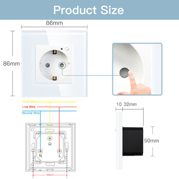 Πρίζα τοίχου BSEED Wi-Fi Standard EU 86*86mm Έξυπνη οθόνη Power Monitor Υποδοχές WIFI Υποδοχή Google Alexa APP Control