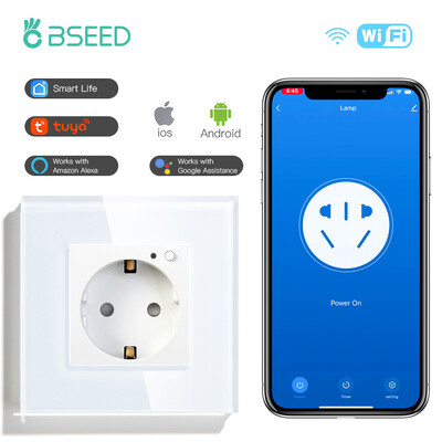 BSEED Zidna utičnica Wifi EU Standard 86*86mm Smart Power Monitor Utičnice WIFI utičnica Google Alexa APP Control